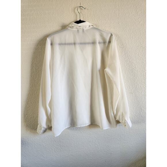 Vintage Kathy Che White Beaded Blouse-12 - Picture 2 of 8